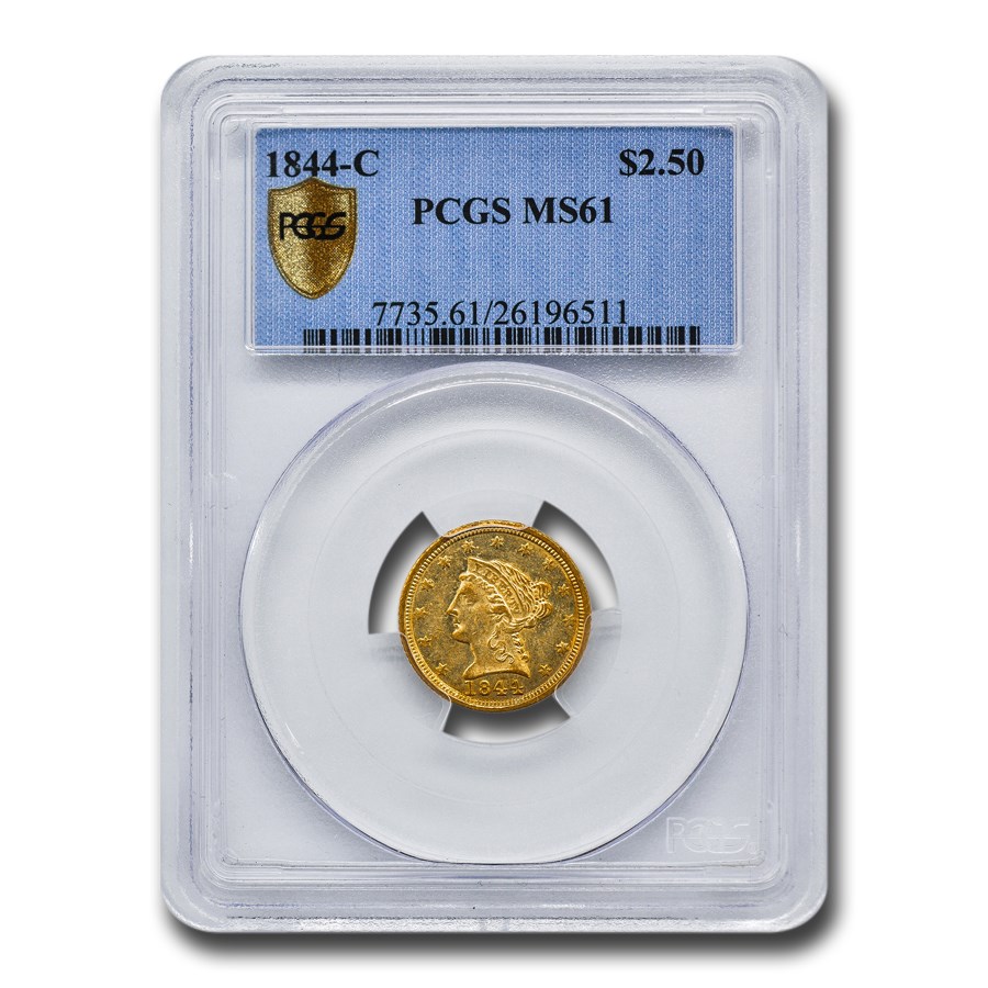 1844-C $2.50 Liberty Gold Quarter Eagle MS-61 PCGS