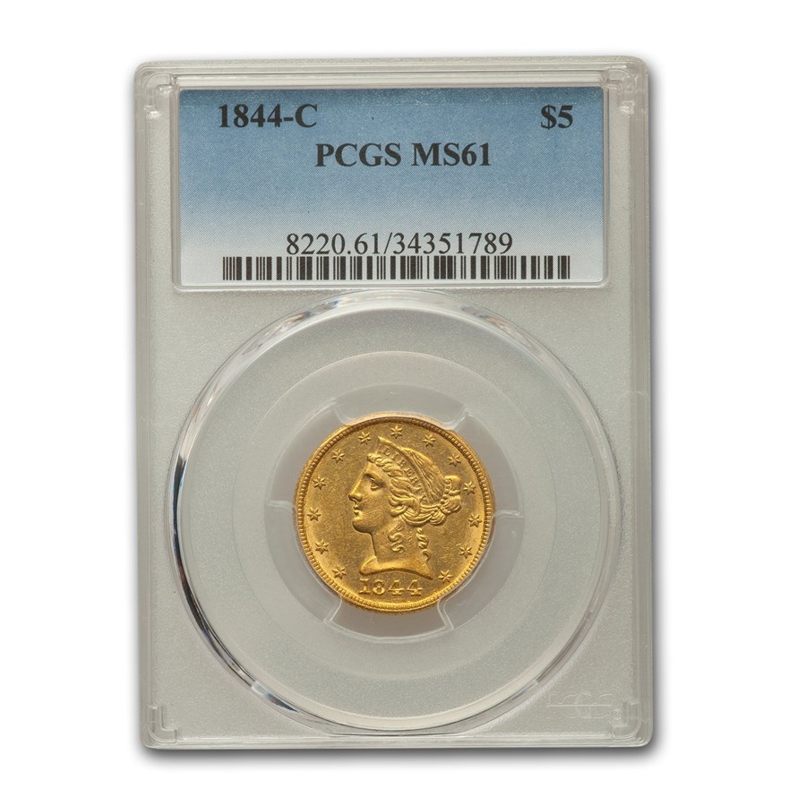 Buy 1844-C $5 Liberty Gold Half Eagle MS-61 PCGS | APMEX