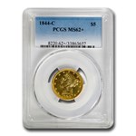 1844-C $5 Liberty Gold Half Eagle MS-62+ PCGS