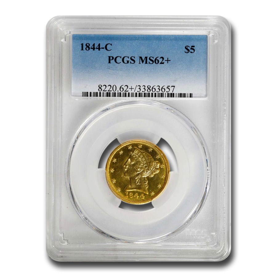 1844-C $5 Liberty Gold Half Eagle MS-62+ PCGS
