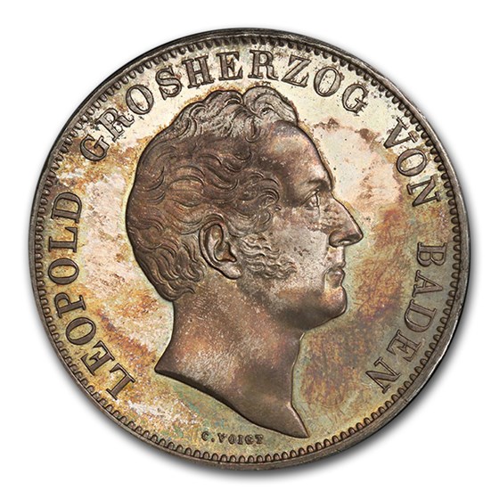 1844 German State Baden Silver 2 Thaler Leopold I PR-64+ PCGS 1844 German State Baden Silver 2 Thaler Leopold I PR-64+ PCGS