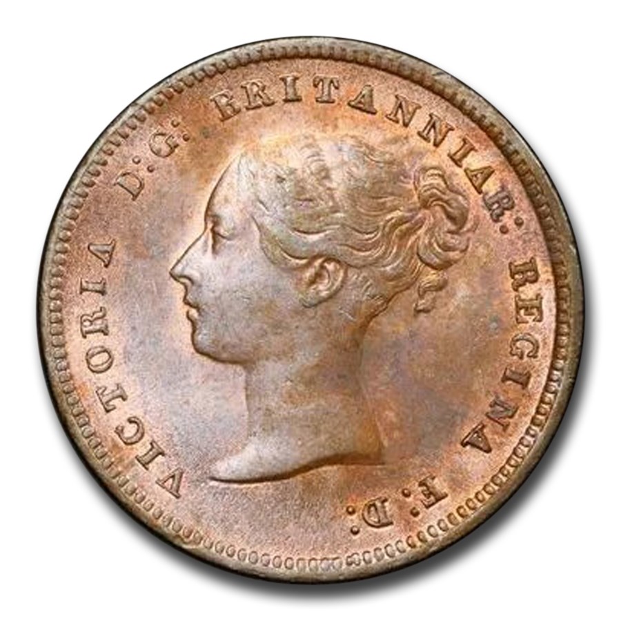 1844 Great Britain 1/2 Farthing Victoria MS-63 PCGS (Red/Brown)