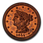 1844 Half Cent PR-65 PCGS CAC (Red/Brown, Original)