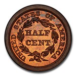 1844 Half Cent PR-65 PCGS CAC (Red/Brown, Original)