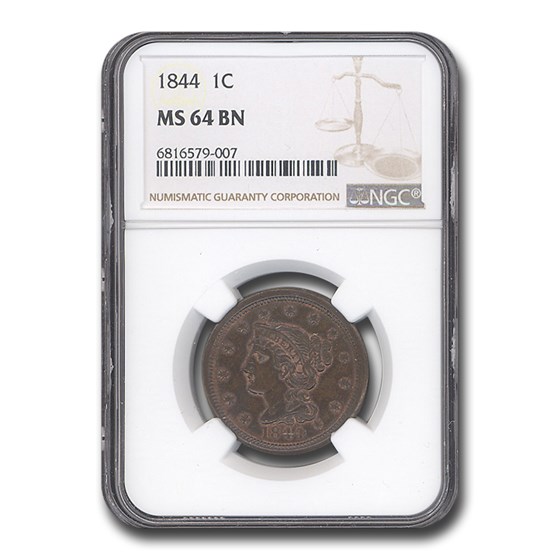 1844 Large Cent MS-64 NGC (Brown) 1844 Large Cent MS-64 NGC (Brown)