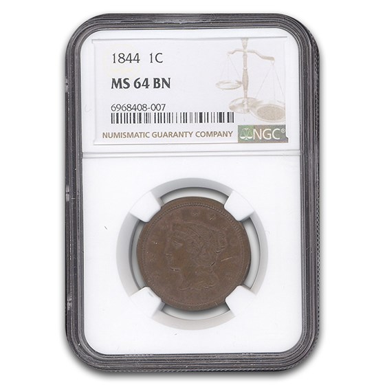 1844 Large Cent MS-64 NGC (Brown)