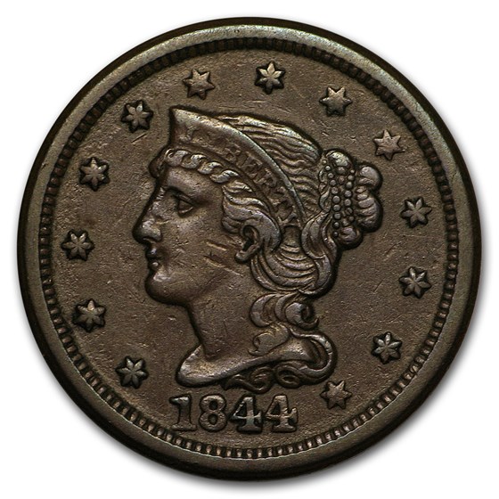 1844 Large Cent XF 1844 Large Cent XF