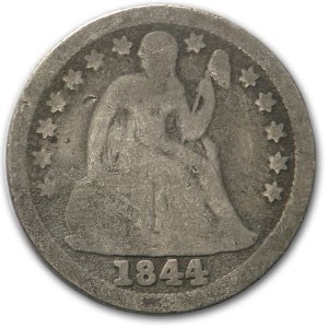 1844 Liberty Seated Dime Good-4 1844 Liberty Seated Dime Good-4