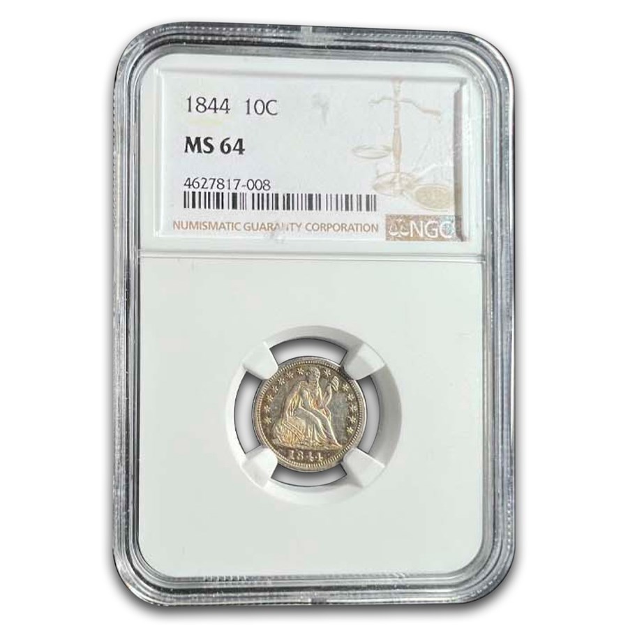 1844 Liberty Seated Dime MS-64 NGC