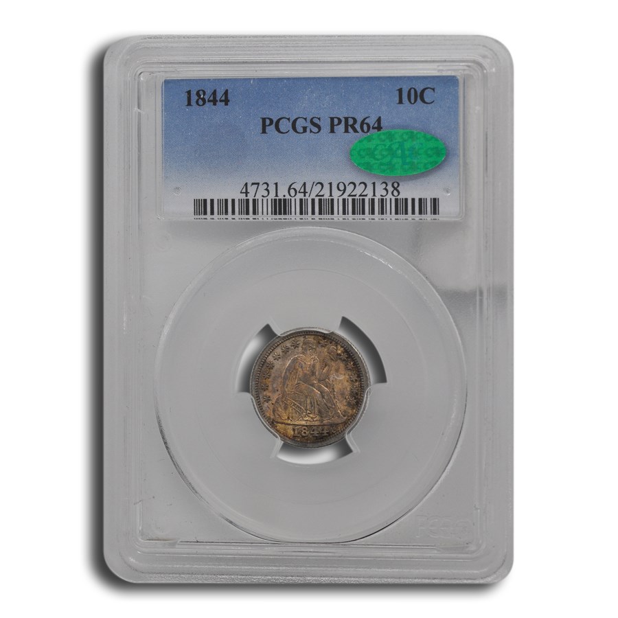 1844 Liberty Seated Dime PR-64 PCGS CAC