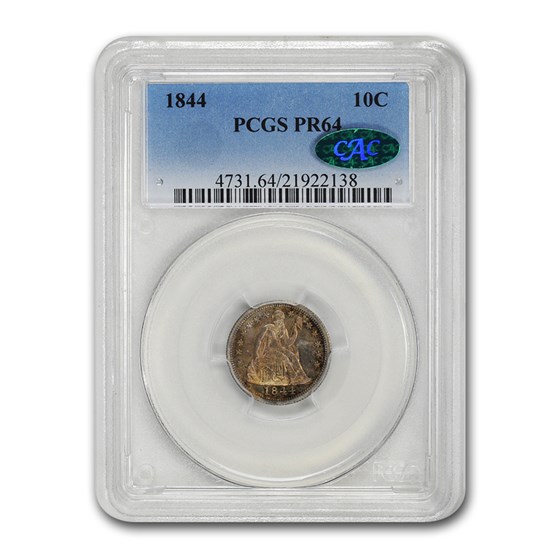 1844 Liberty Seated Dime PR-64 PCGS CAC 1844 Liberty Seated Dime PR-64 PCGS CAC