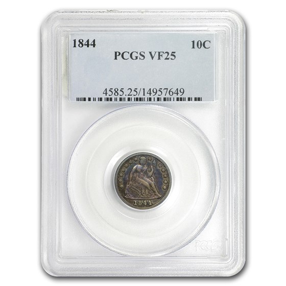 1844 Liberty Seated Dime VF-25 PCGS 1844 Liberty Seated Dime VF-25 PCGS