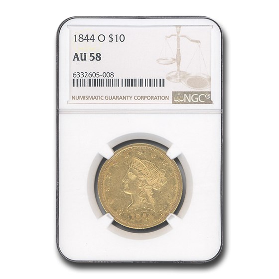 1844-O $10 Liberty Gold Eagle AU-58 NGC
