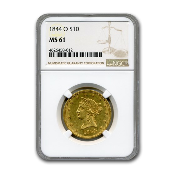 1844-O $10 Liberty Gold Eagle MS-61 NGC 1844-O $10 Liberty Gold Eagle MS-61 NGC