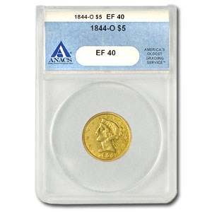 1844-O $5 Liberty Gold Half Eagle Extra Fine-40 ANACS 1844-O $5 Liberty Gold Half Eagle Extra Fine-40 ANACS