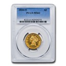 1844-O $5 Liberty Gold Half Eagle MS-61 PCGS