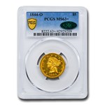 1844-O $5 Liberty Gold Half Eagle MS-63+ PCGS CAC