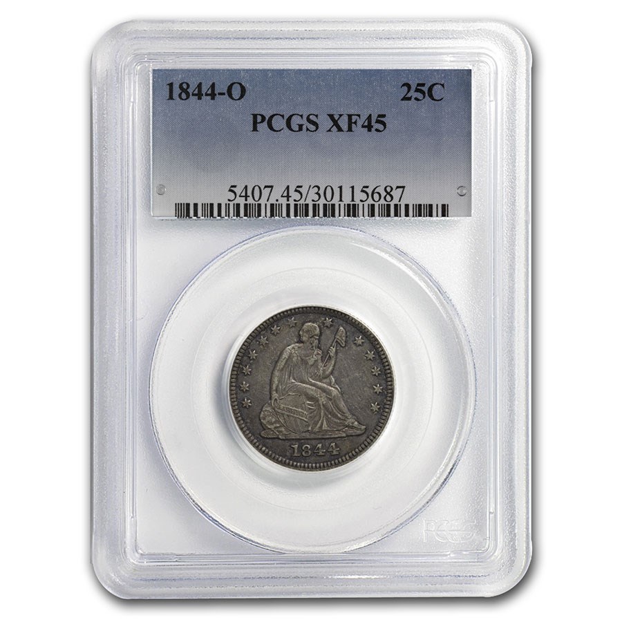 1844-O Liberty Seated Quarter XF-45 PCGS