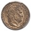1844-W Kingdom of France AR 1/4 Franc Louis-Philippe AU-58 PCGS