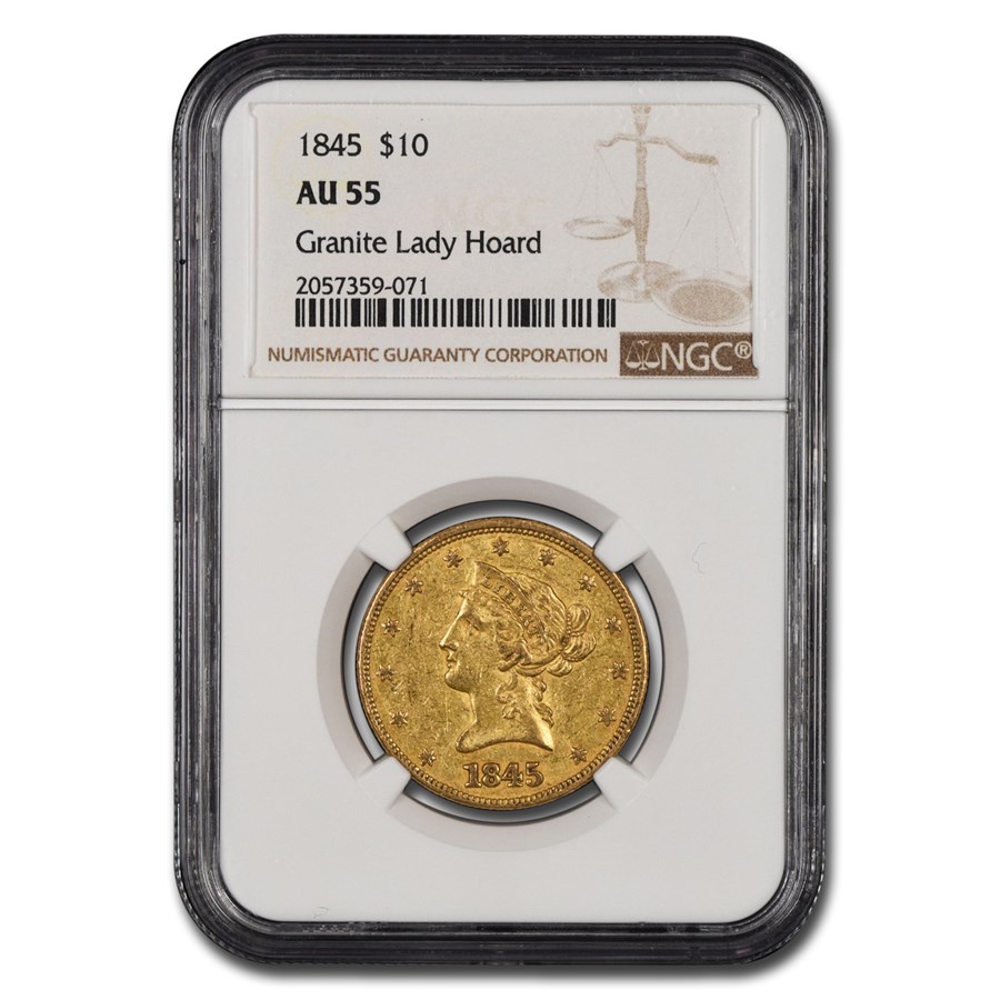 1845 $10 Liberty Gold Eagle AU-55 NGC