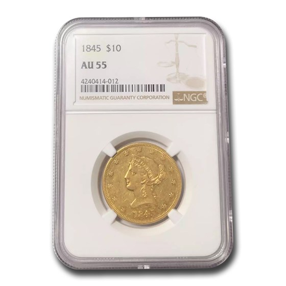 1845 $10 Liberty Gold Eagle AU-55 NGC 1845 $10 Liberty Gold Eagle AU-55 NGC