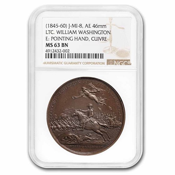 (1845-1860) William Washington Medal J-MI-8 MS-63 NGC (Brown)