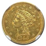 1845 $2.50 Liberty Gold Quarter Eagle AU-58 NGC