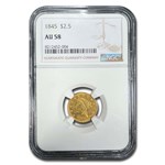 1845 $2.50 Liberty Gold Quarter Eagle AU-58 NGC