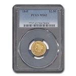 1845 $2.50 Liberty Gold Quarter Eagle MS-62 PCGS
