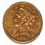 1845 $5 Liberty Gold Half Eagle AU-58 NGC