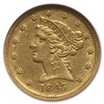 1845-D $5 Liberty Gold Half Eagle AU-55 NGC CAC