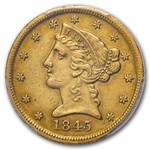 1845-D $5 Liberty Gold Half Eagle AU Details PCGS (Tooled)
