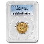 1845-D $5 Liberty Gold Half Eagle AU Details PCGS (Tooled)