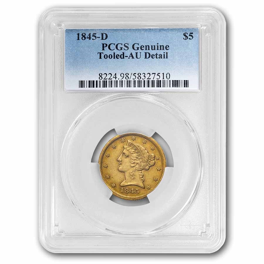 1845-D $5 Liberty Gold Half Eagle AU Details PCGS (Tooled)