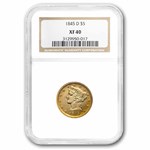 1845-D $5 Liberty Gold Half Eagle XF-40 NGC