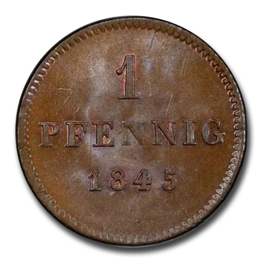 1845 Germany Pfennig MS-65 PCGS (Brown)