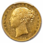 1845 Great Britain Gold Sovereign Victoria Shield AU-58 PCGS