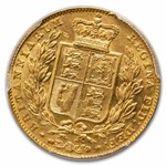 1845 Great Britain Gold Sovereign Victoria Shield AU-58 PCGS