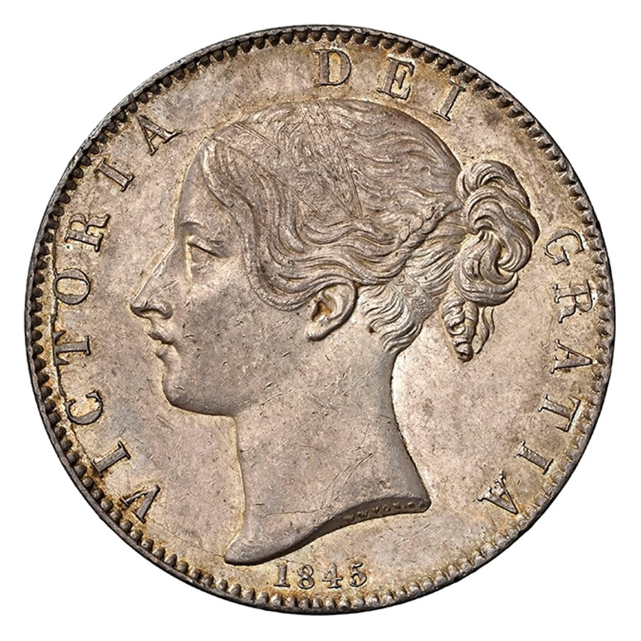 1845 Great Britain Silver Crown Victoria MS-62 NGC