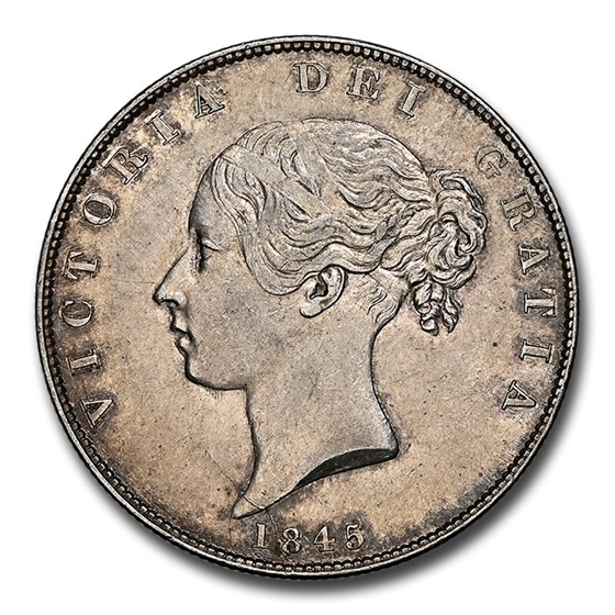 1845 Great Britain Silver Half Crown Victoria MS-61 NGC 1845 Great Britain Silver Half Crown Victoria MS-61 NGC
