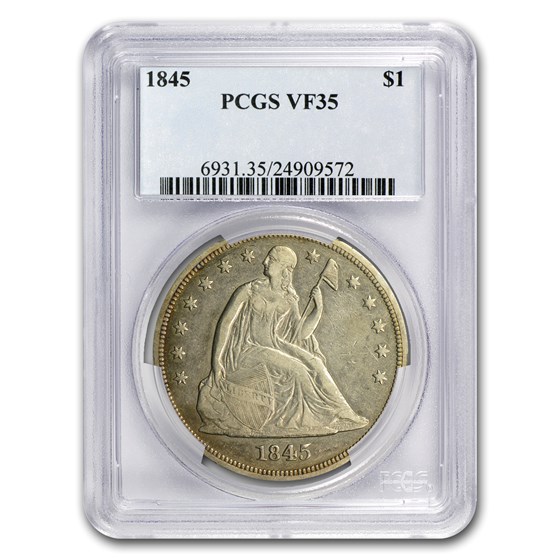 1845 Liberty Seated Dollar VF-35 PCGS 1845 Liberty Seated Dollar VF-35 PCGS