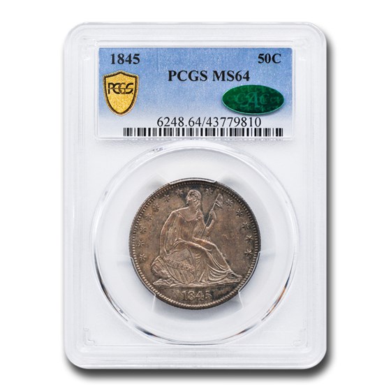 1845 Liberty Seated Half Dollar MS-64 PCGS CAC 1845 Liberty Seated Half Dollar MS-64 PCGS CAC