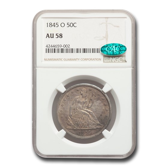 1845-O Liberty Seated Half Dollar AU-58 NGC CAC 1845-O Liberty Seated Half Dollar AU-58 NGC CAC
