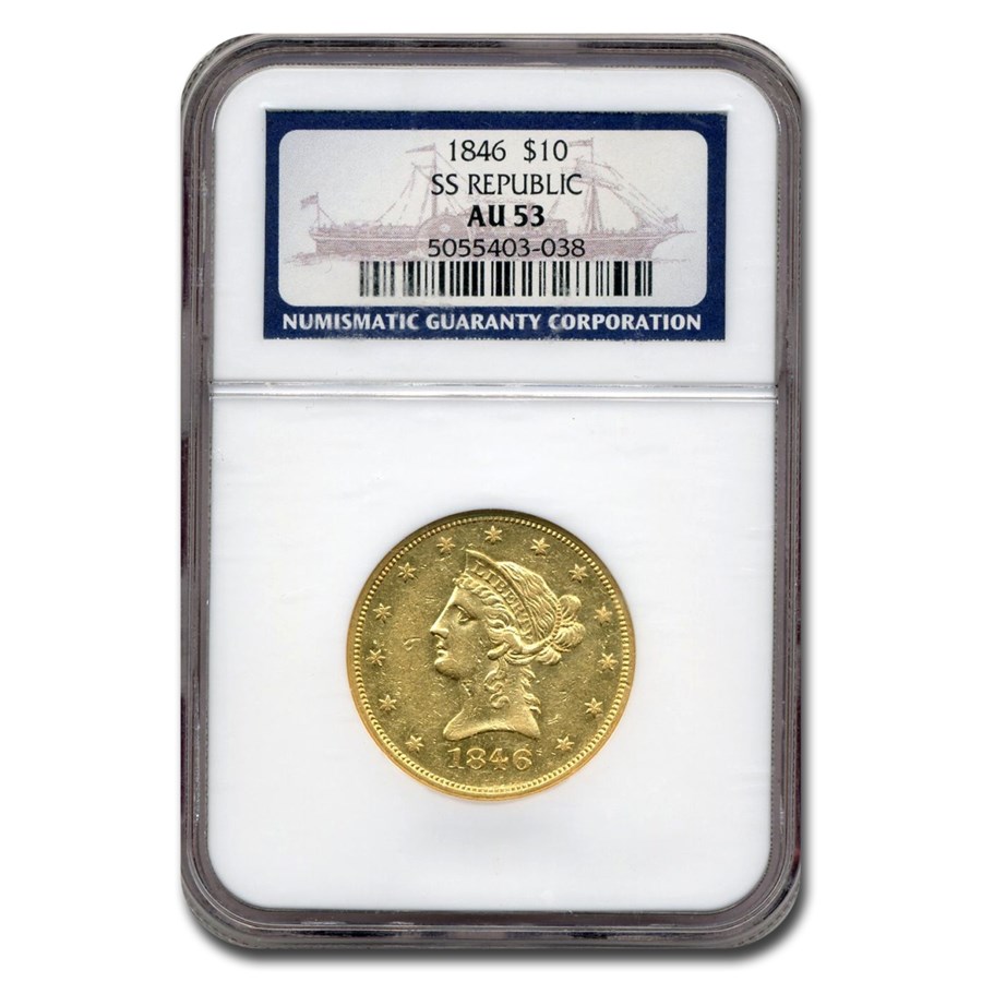 1846 $10 Liberty Gold Eagle AU-53 NGC (SS Republic)