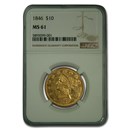1846 $10 Liberty Gold Eagle MS-61 NGC