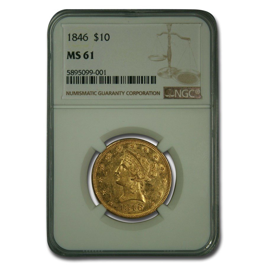 1846 $10 Liberty Gold Eagle MS-61 NGC