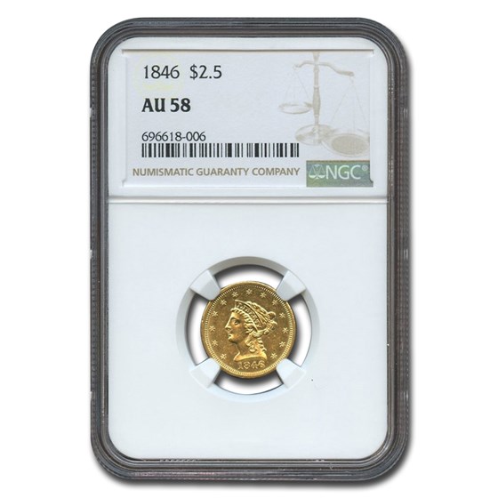 1846 $2.50 Liberty Gold Quarter Eagle AU-58 NGC 1846 $2.50 Liberty Gold Quarter Eagle AU-58 NGC