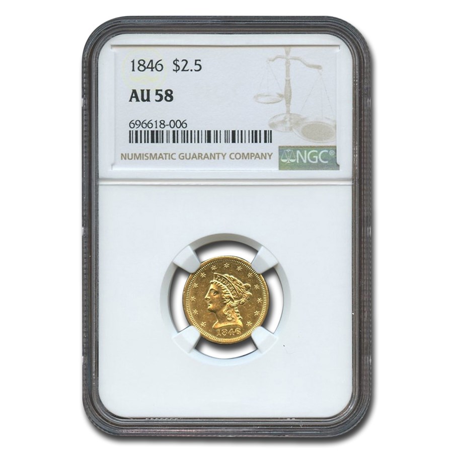 1846 $2.50 Liberty Gold Quarter Eagle AU-58 NGC