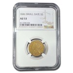 1846 $5.00 Liberty Gold Half Eagle AU-53 NGC (Small Date)