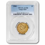 1846 $5 Liberty Gold Half Eagle AU-58 PCGS (Large Date)